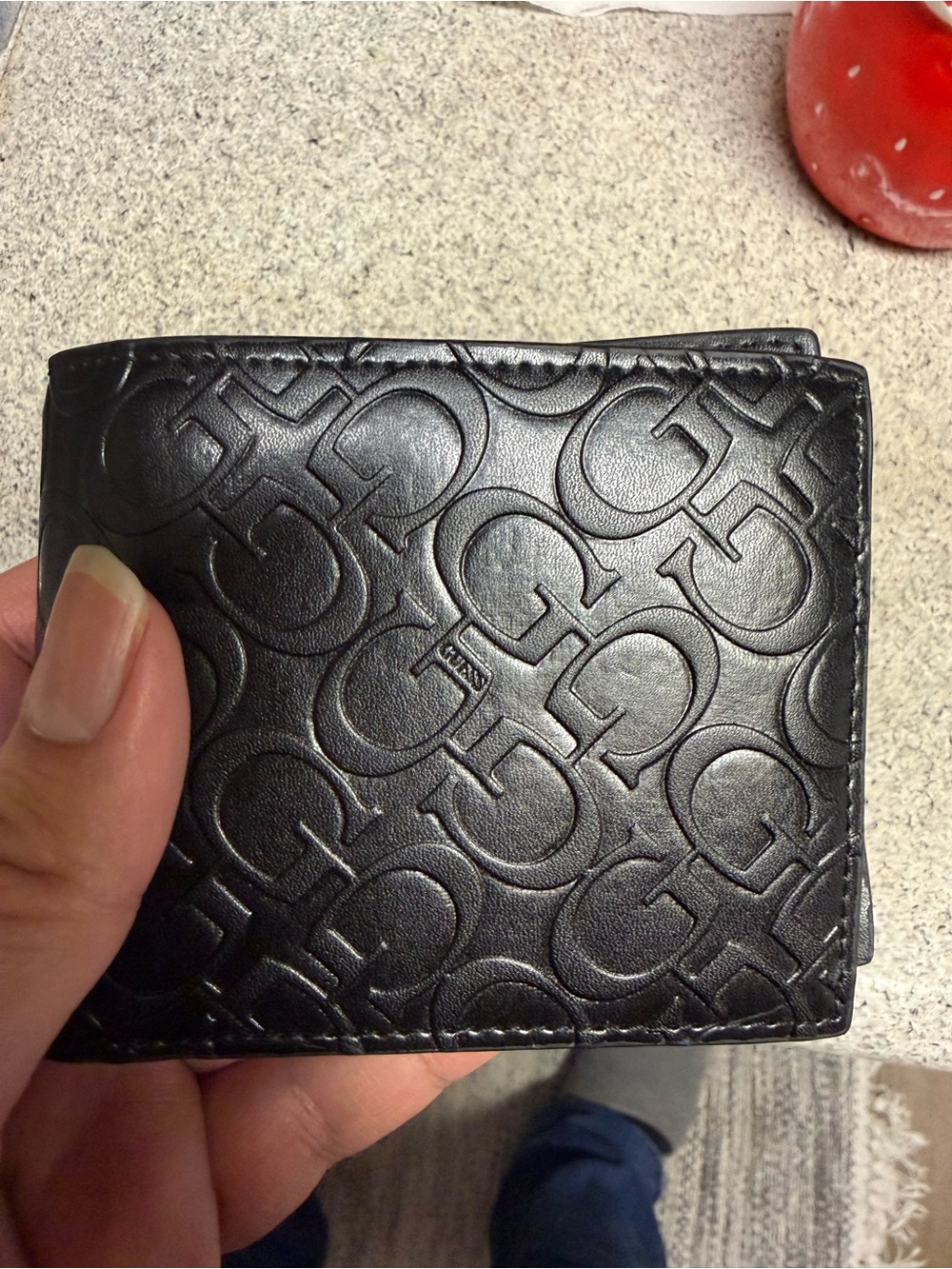 Guess Black Embossed Signature Leather Wallet